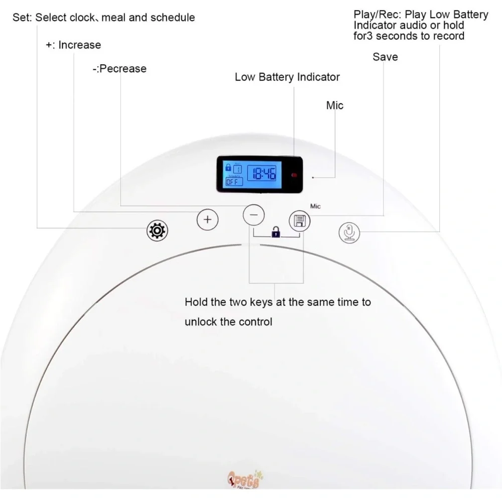 QPETS 6 Meals Automatic Cat Dog Feeder Auto Pet Feeder with Programmable Timer